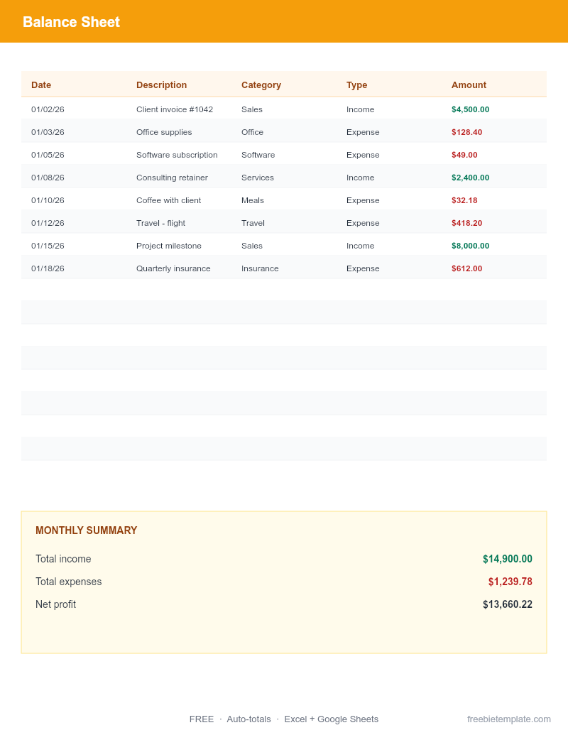 Balance Sheet preview