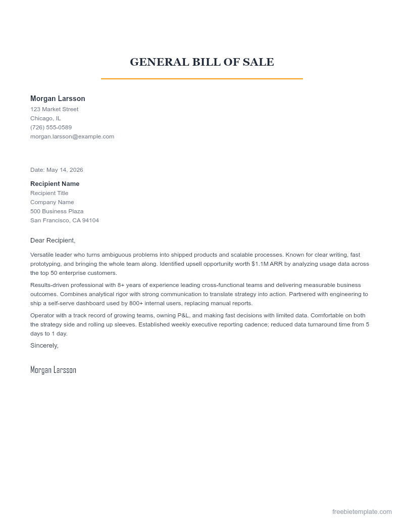 General Bill of Sale preview