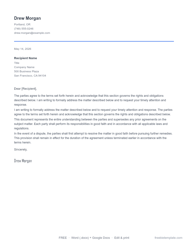 Business Proposal Letter preview