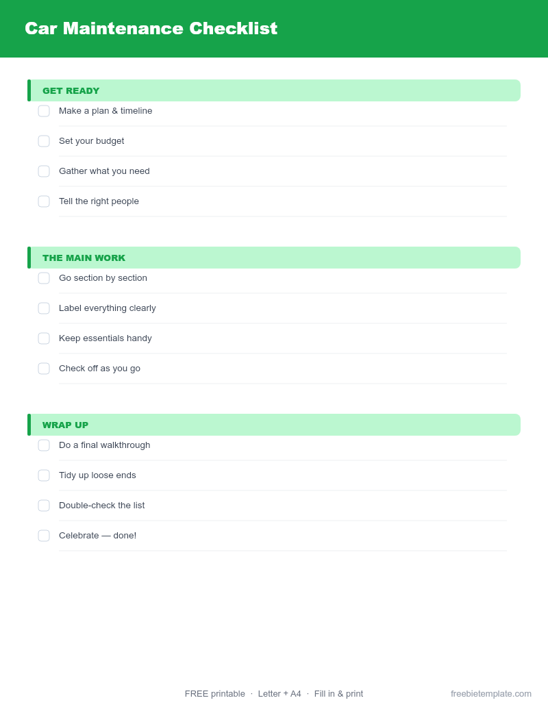 Car Maintenance Checklist preview