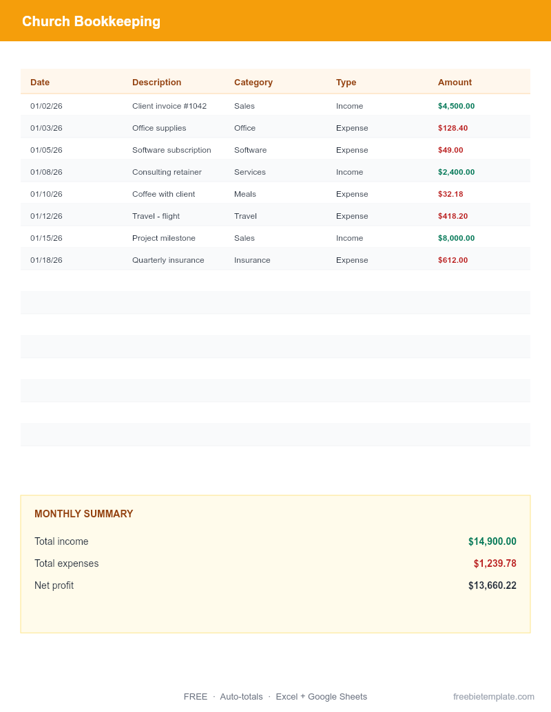 Church Bookkeeping preview