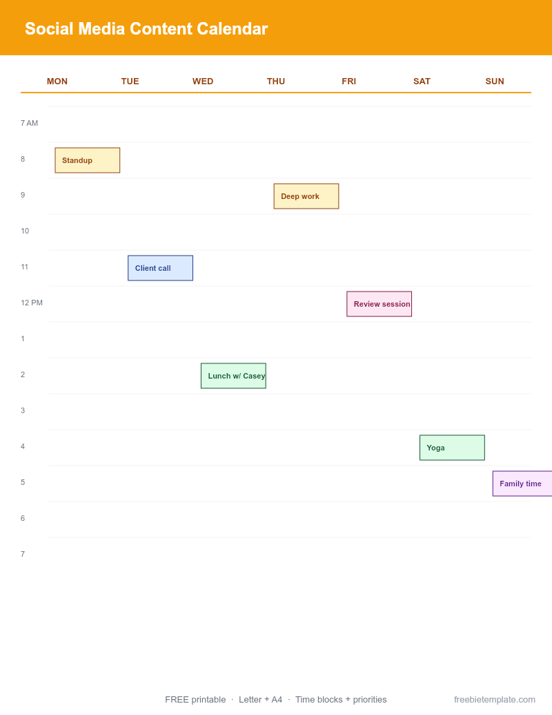Social Media Content Calendar preview