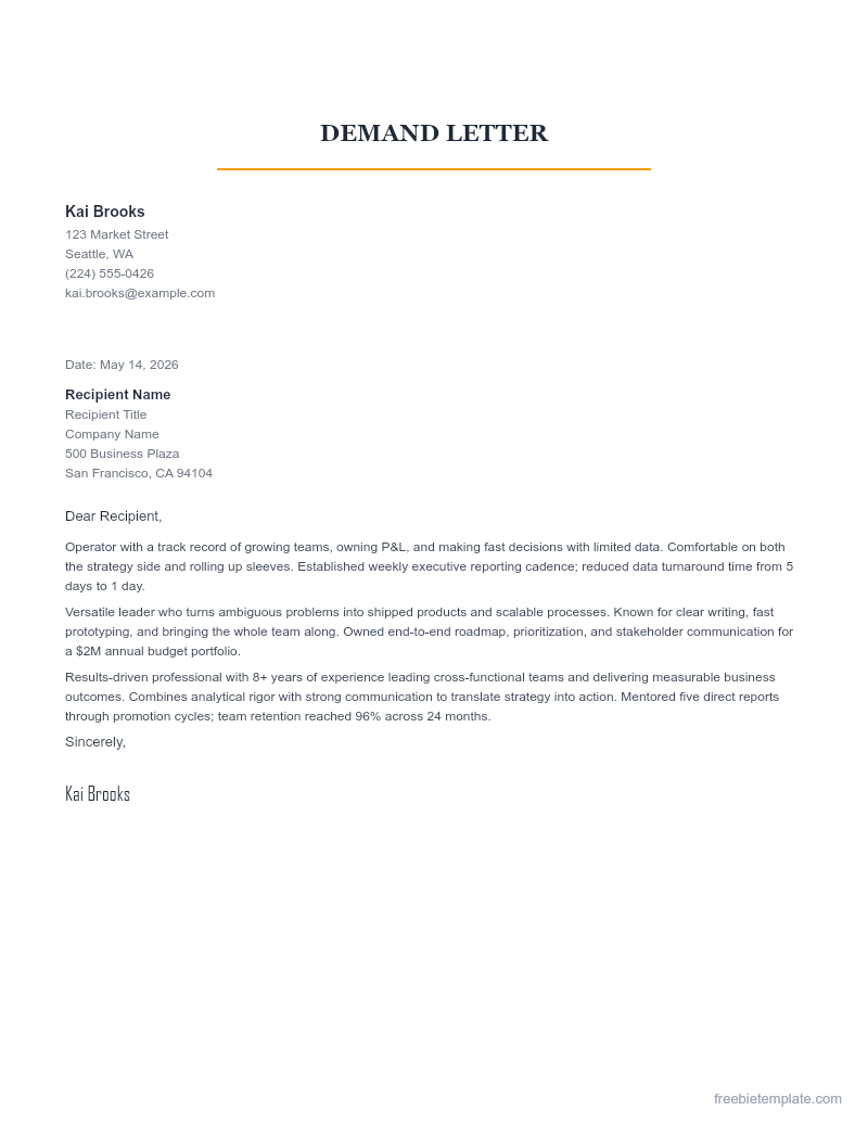 Demand Letter preview