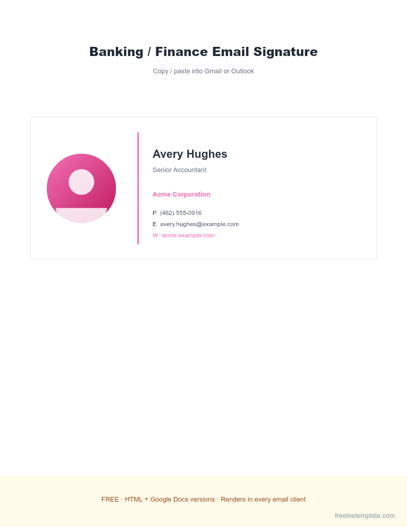 Banking / Finance Email Signature preview
