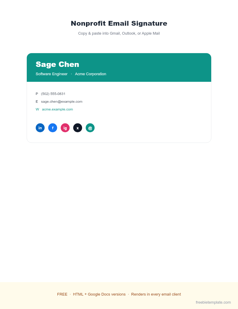Nonprofit Email Signature preview