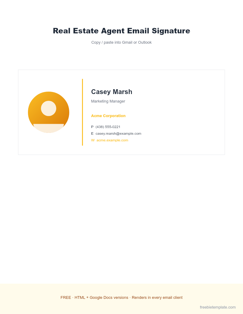 Real Estate Agent Email Signature preview