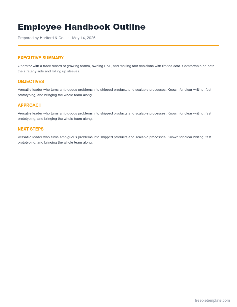 Employee Handbook Outline preview