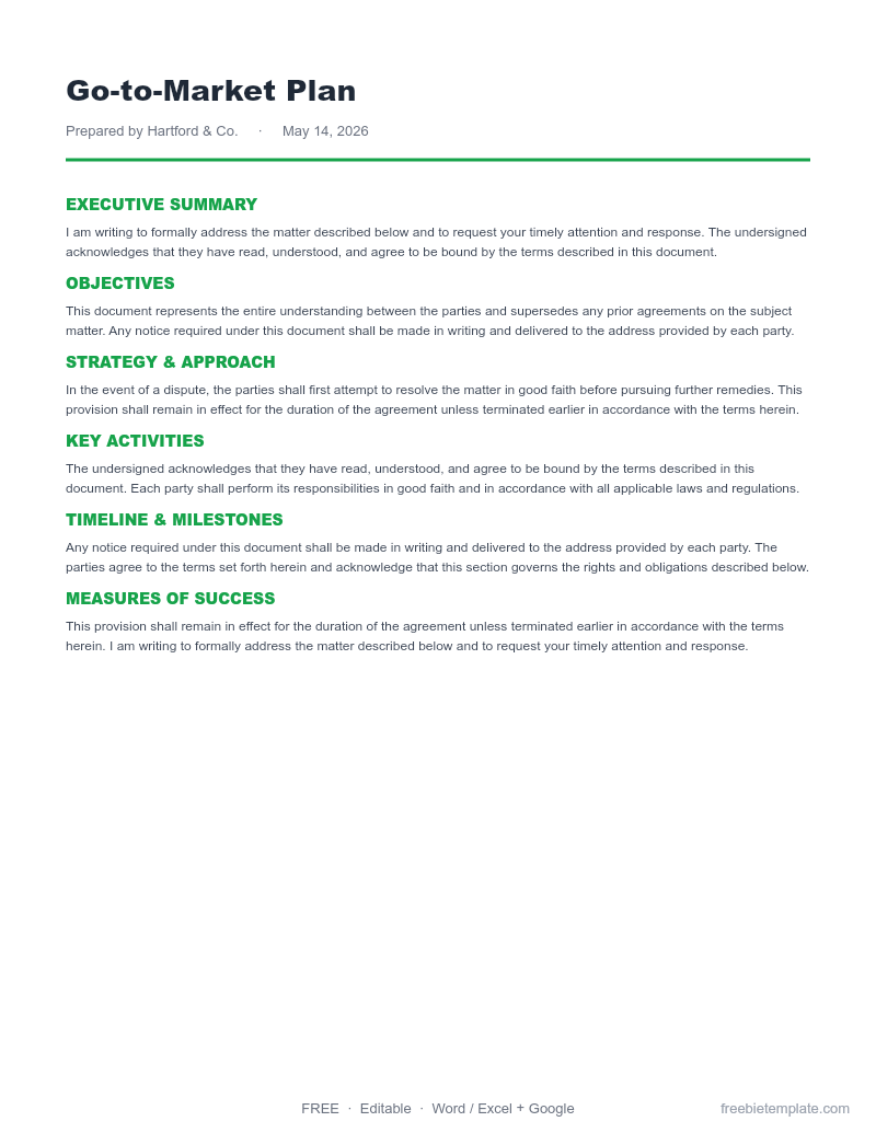 Go-to-Market Plan preview