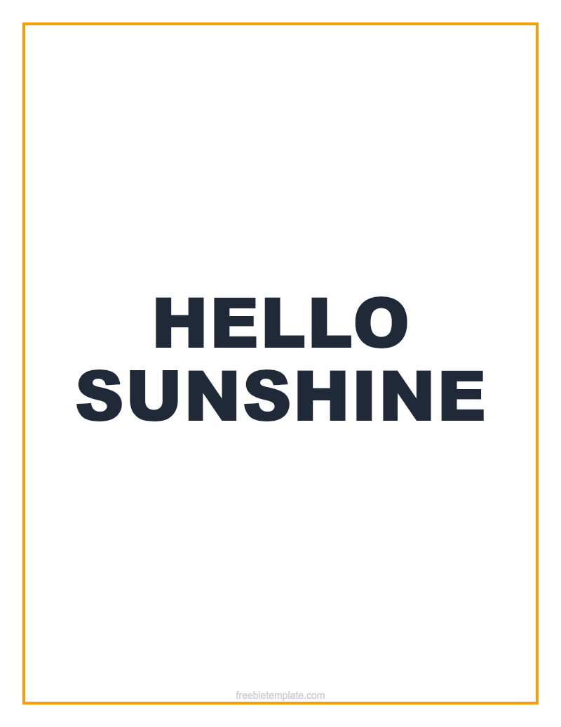 Hello Sunshine — Printable preview