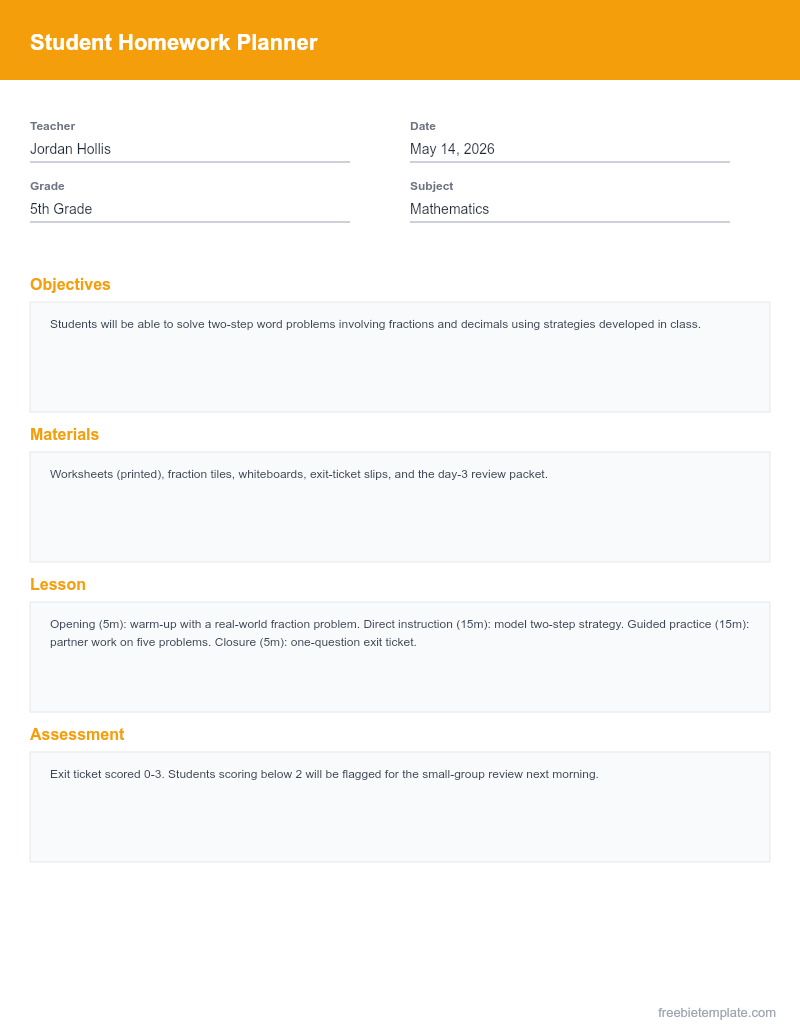 Student Homework Planner preview