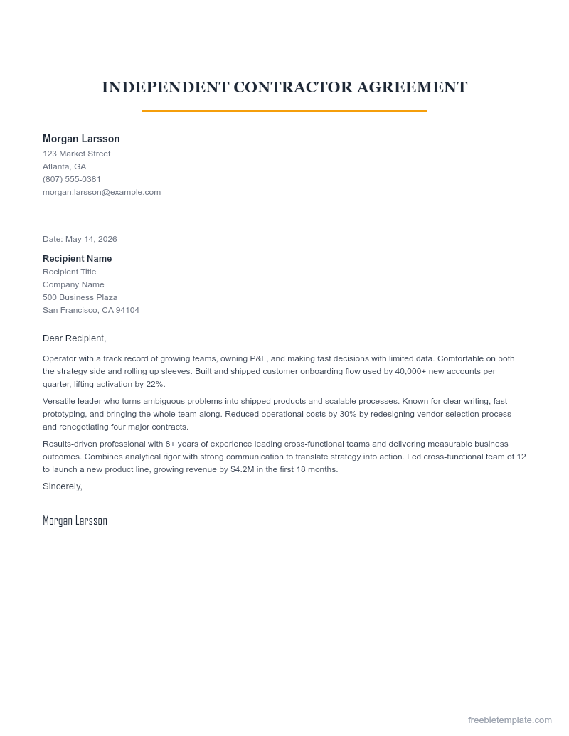 Independent Contractor Agreement preview