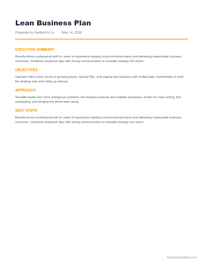 Lean Business Plan preview