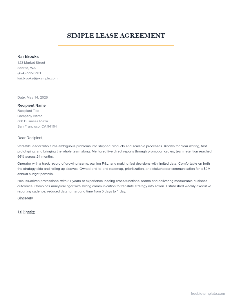 Simple Lease Agreement preview