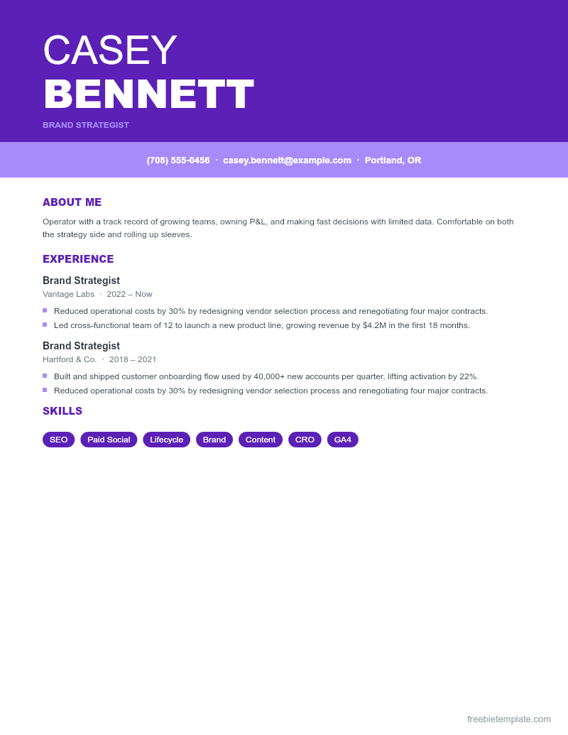 Marketing Resume preview
