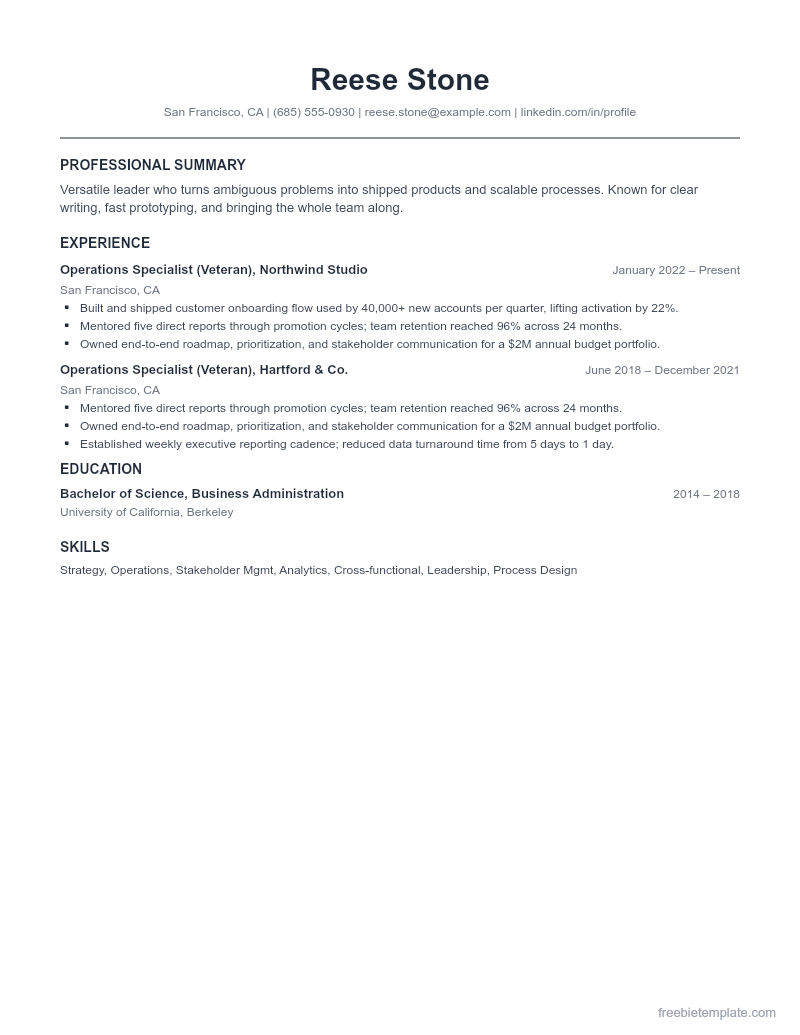Military-to-Civilian Resume preview