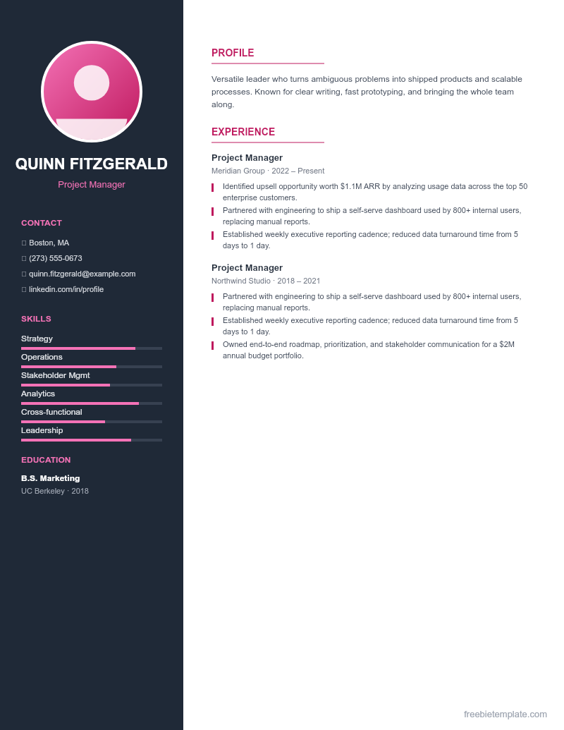 Modern Two-Column Resume preview