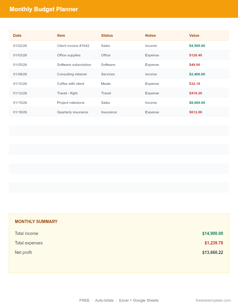 Monthly Budget Planner
