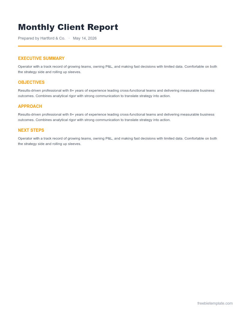 Monthly Client Report preview