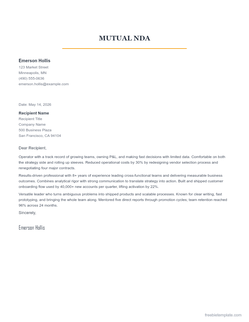 Mutual NDA preview