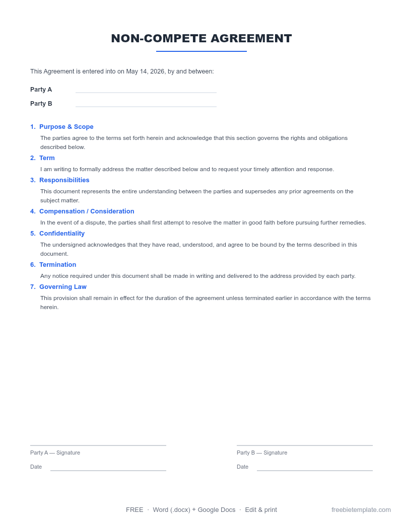 Non-Compete Agreement preview