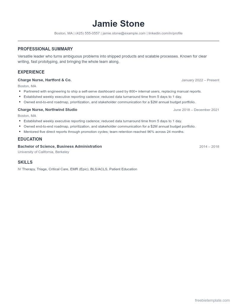 Nurse / Healthcare Resume preview