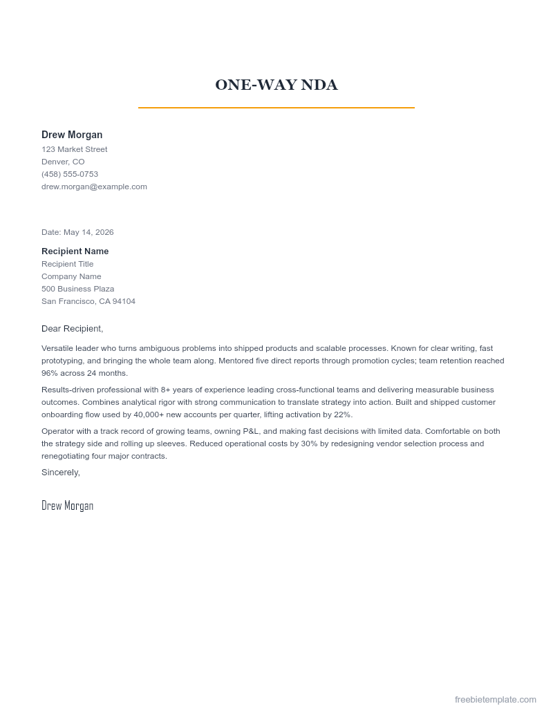 One-Way NDA preview