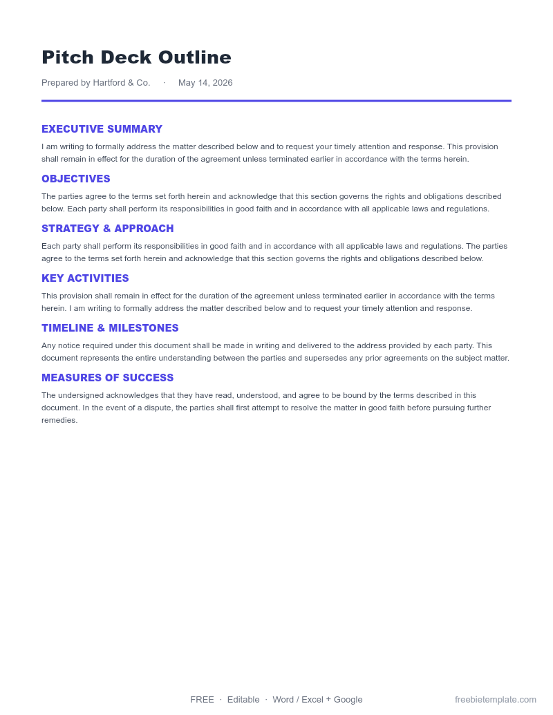 Pitch Deck Outline preview
