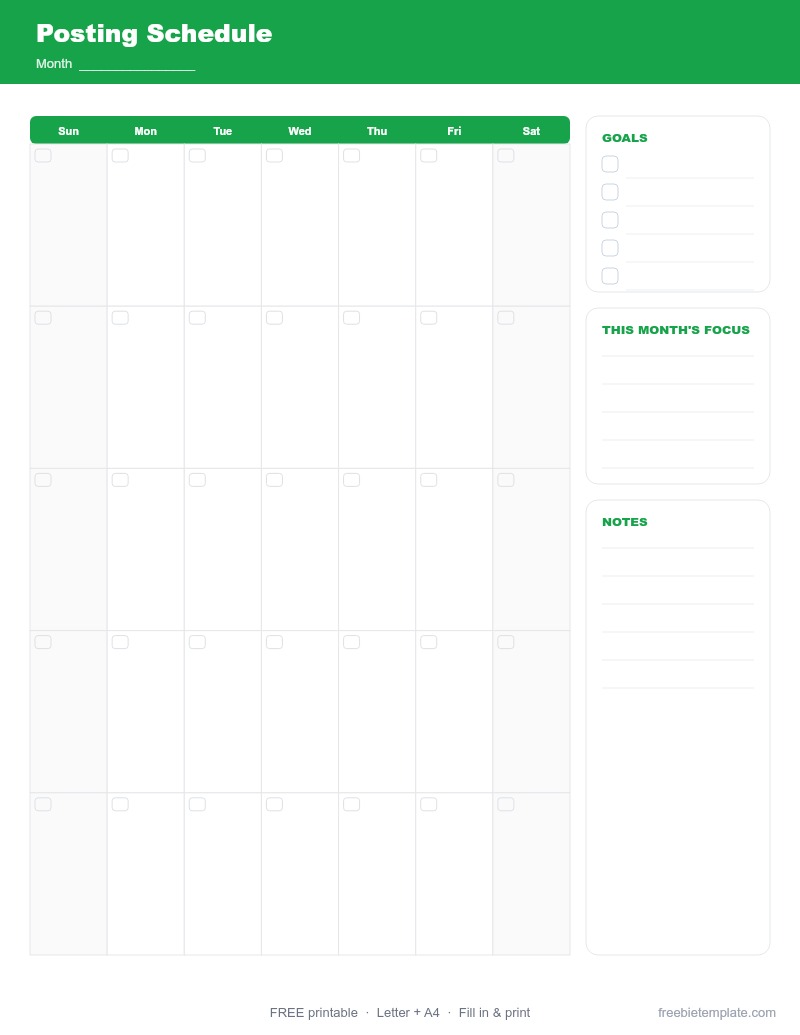 Posting Schedule preview