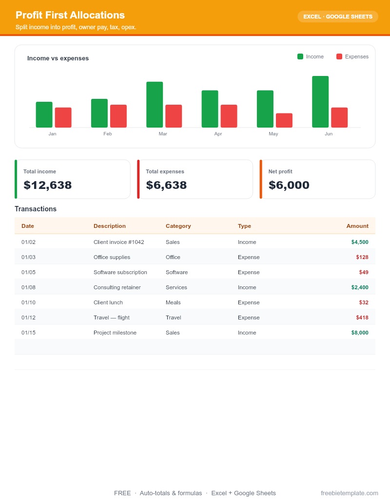 Profit First Allocations preview