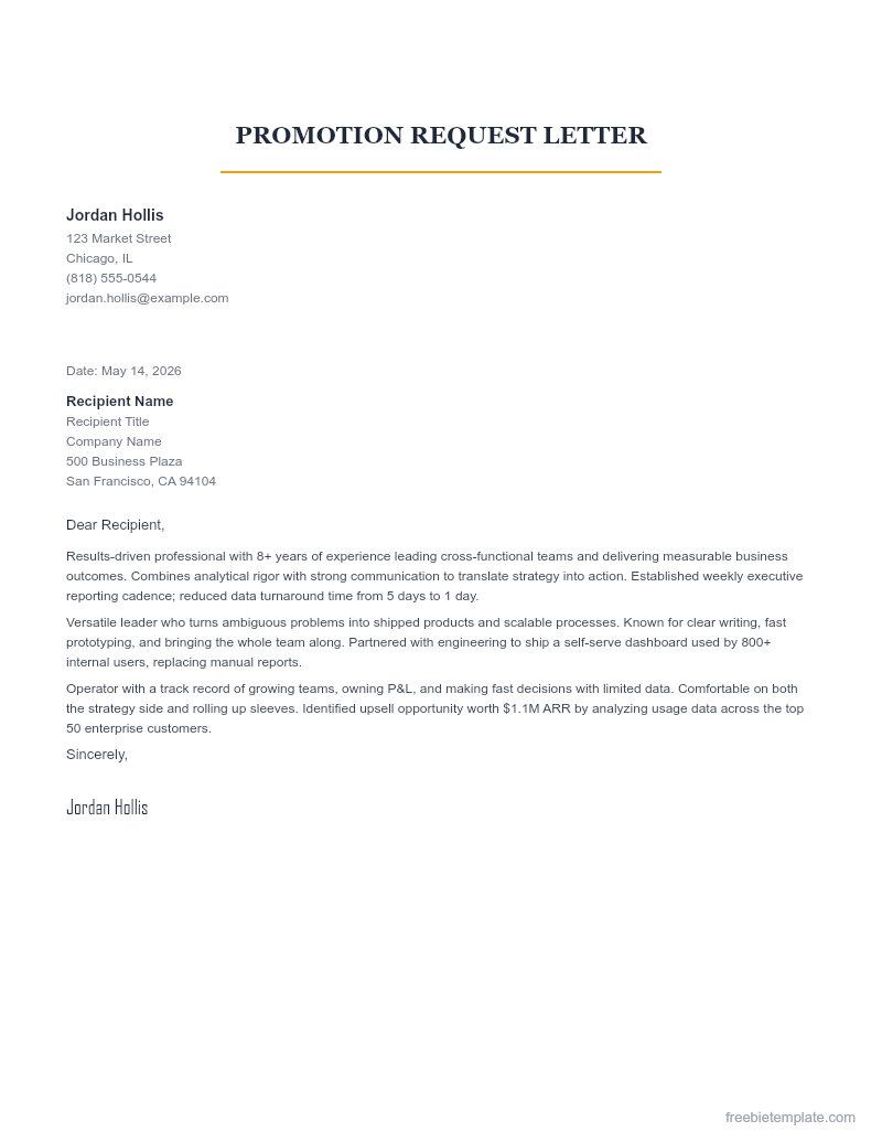 Promotion Request Letter preview