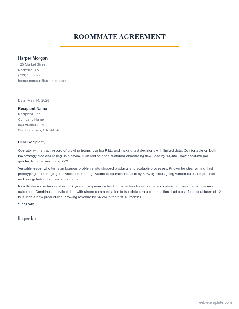 Roommate Agreement preview