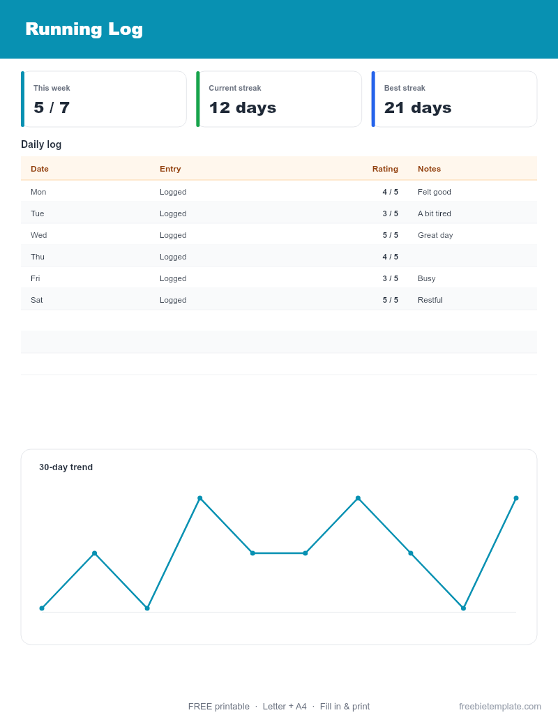Running Log preview