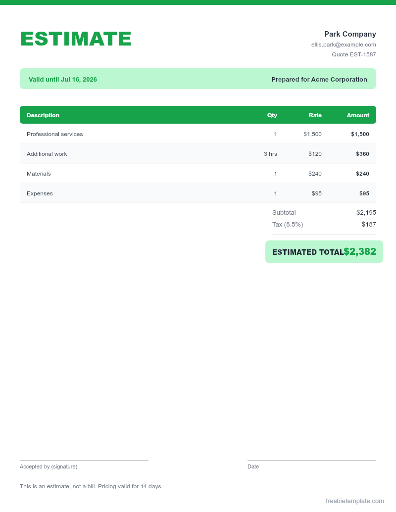 Sales Quotation preview