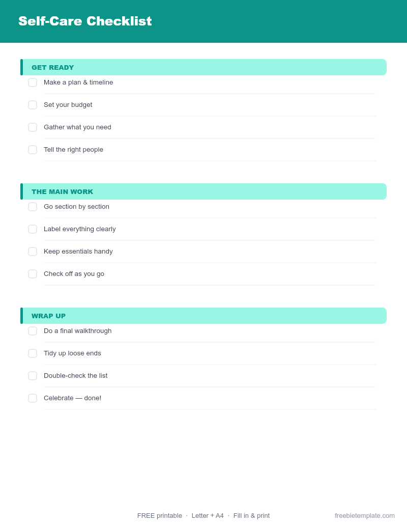 Self-Care Checklist preview