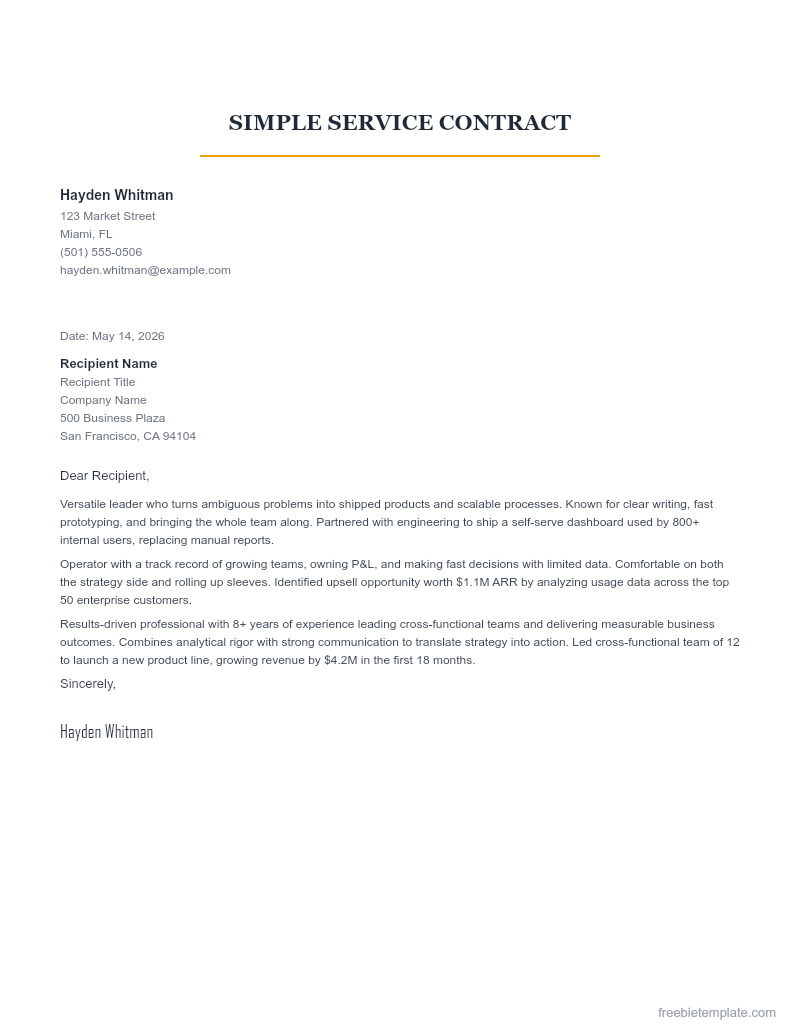 Simple Service Contract preview