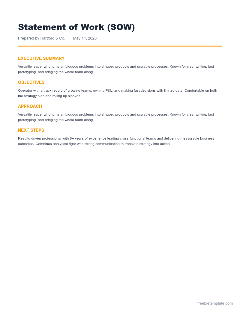 Statement of Work (SOW) preview