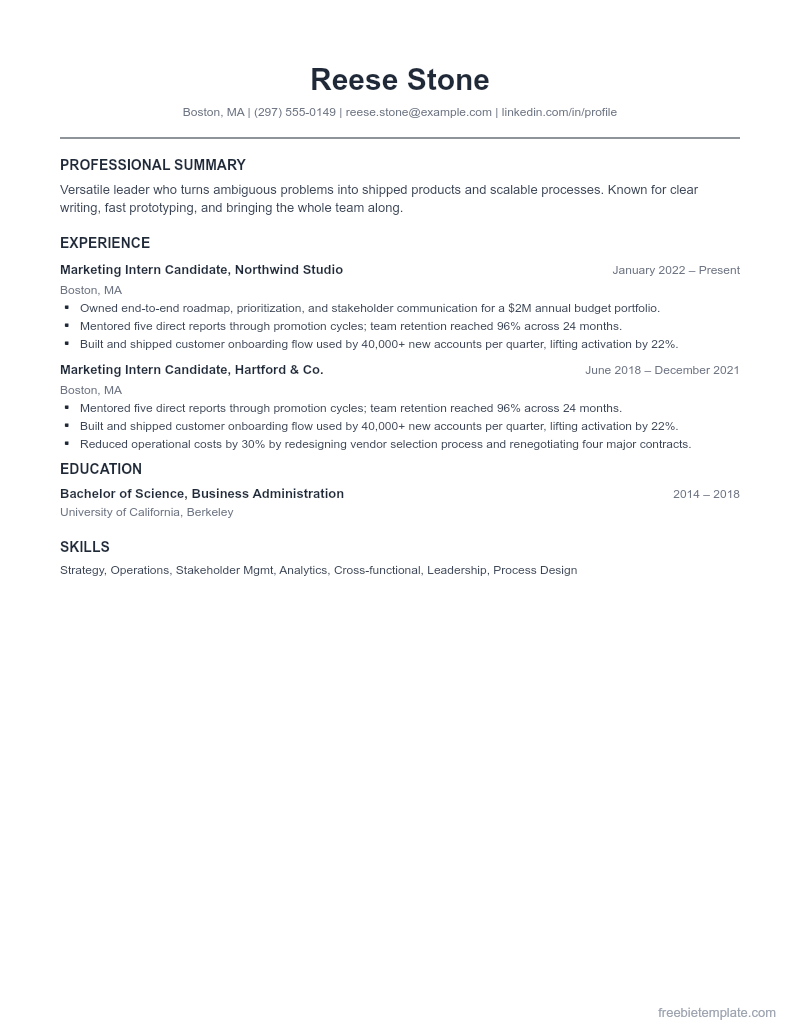 Student / Entry-Level Resume preview