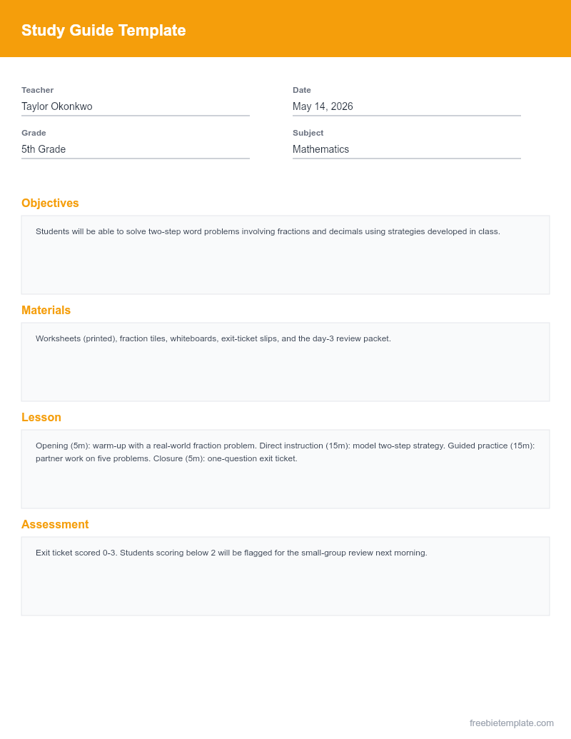 Study Guide Template preview