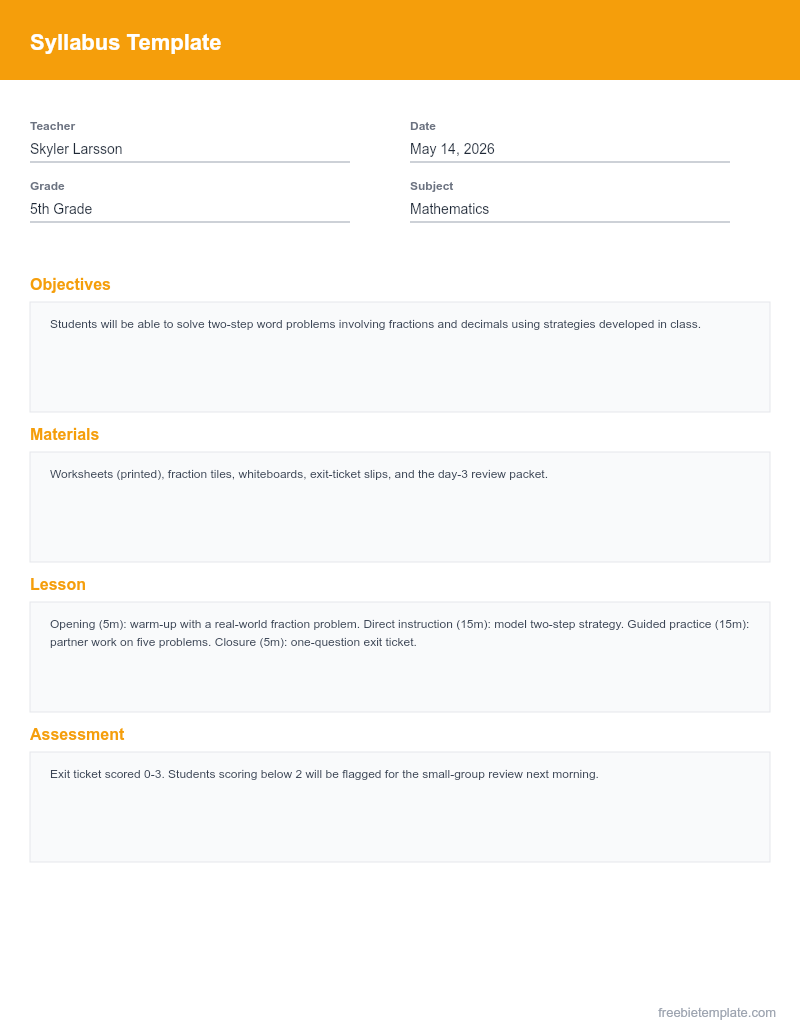 Syllabus Template preview