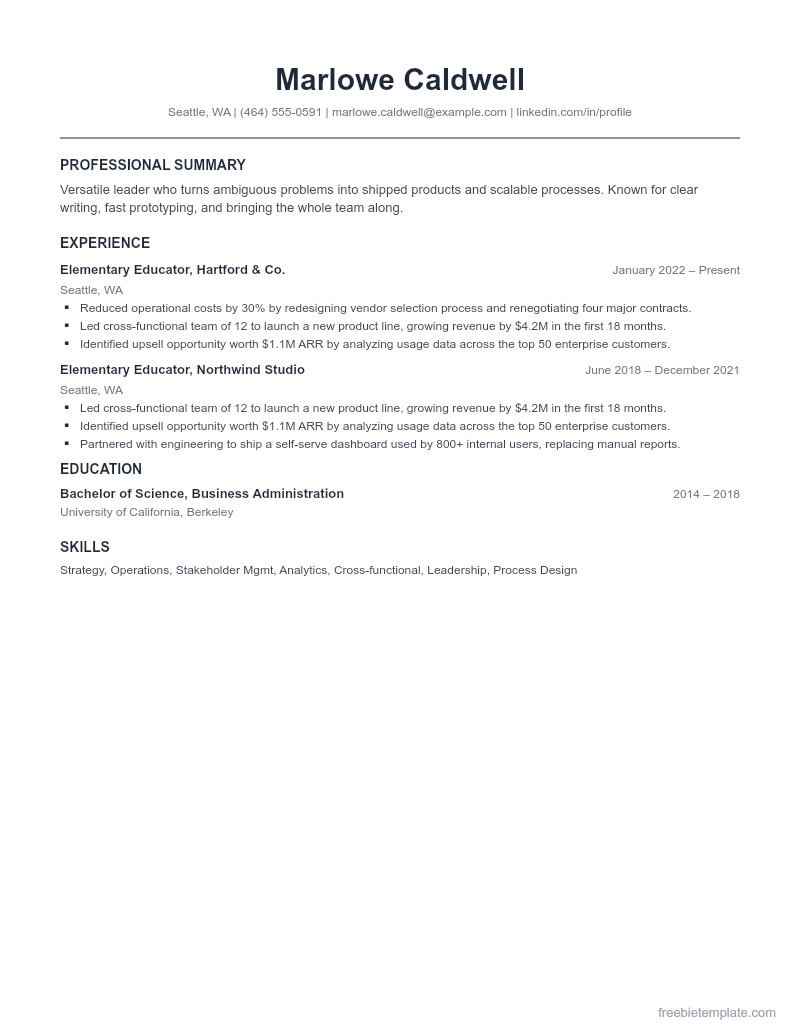 Teacher Resume preview
