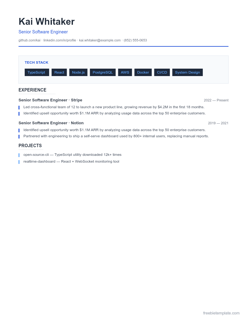 Tech / Engineer Resume preview