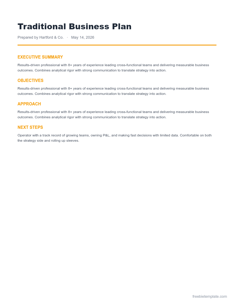 Traditional Business Plan preview