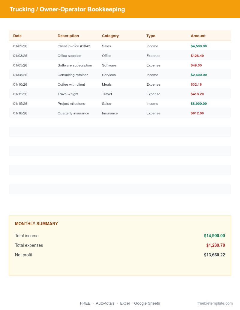 Trucking / Owner-Operator Bookkeeping preview