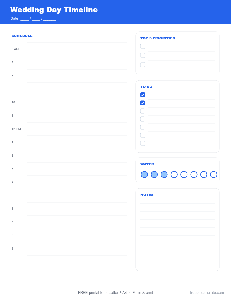 Wedding Day Timeline preview