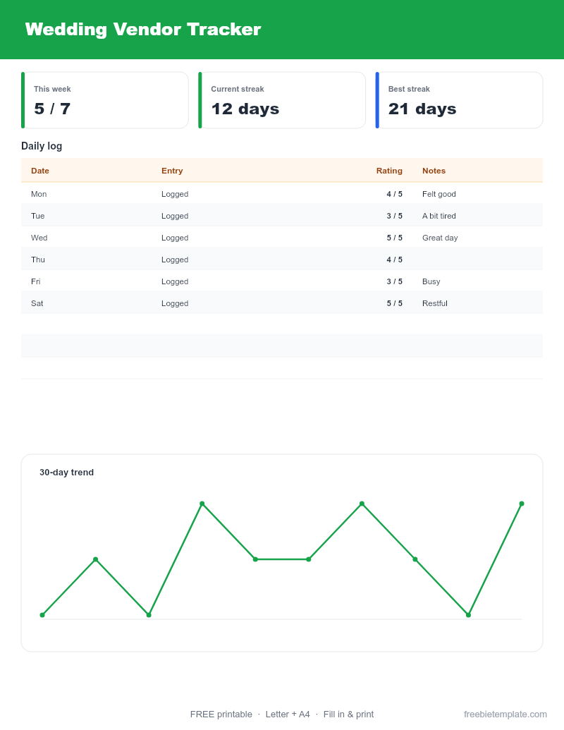 Wedding Vendor Tracker preview