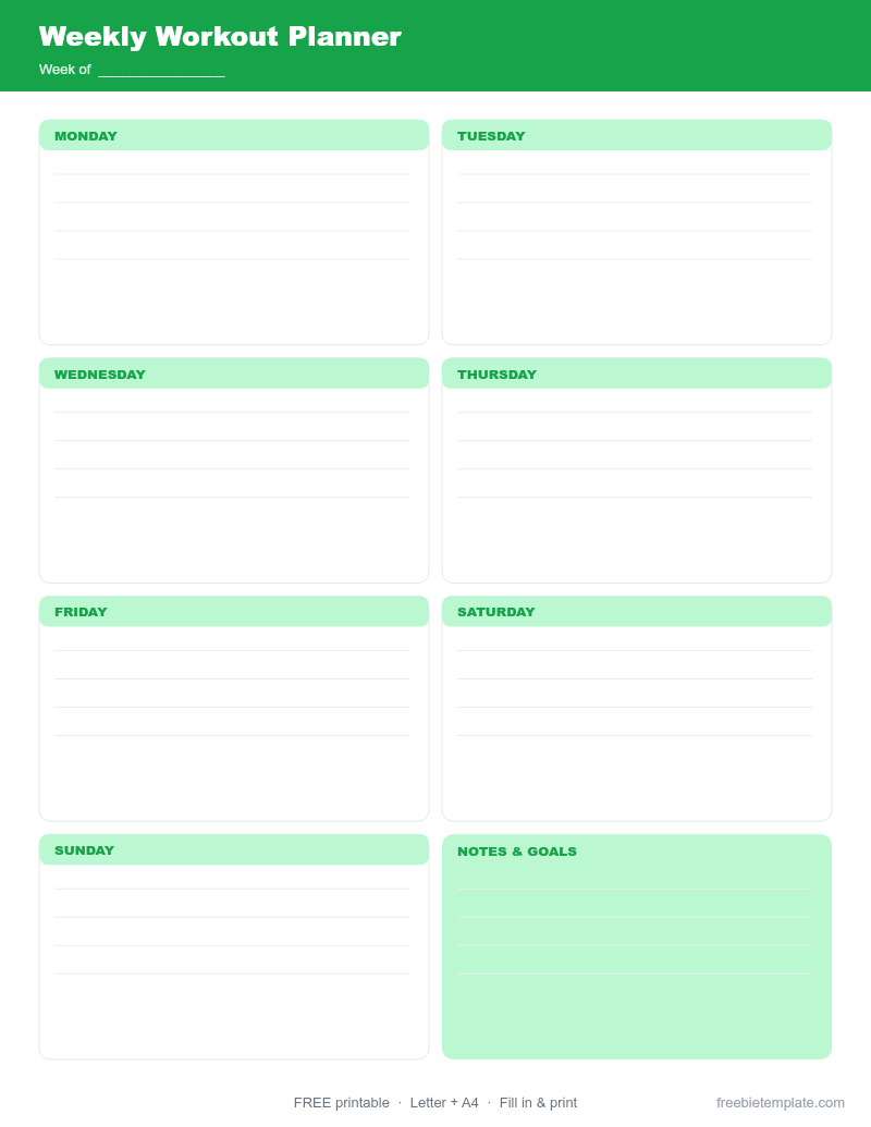 Weekly Workout Planner preview